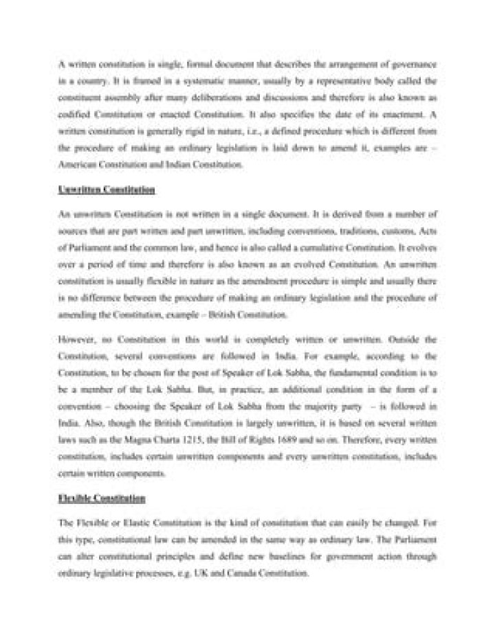 Can unwritten constitution be amended?