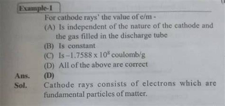 For cathode rays the value of e/m?