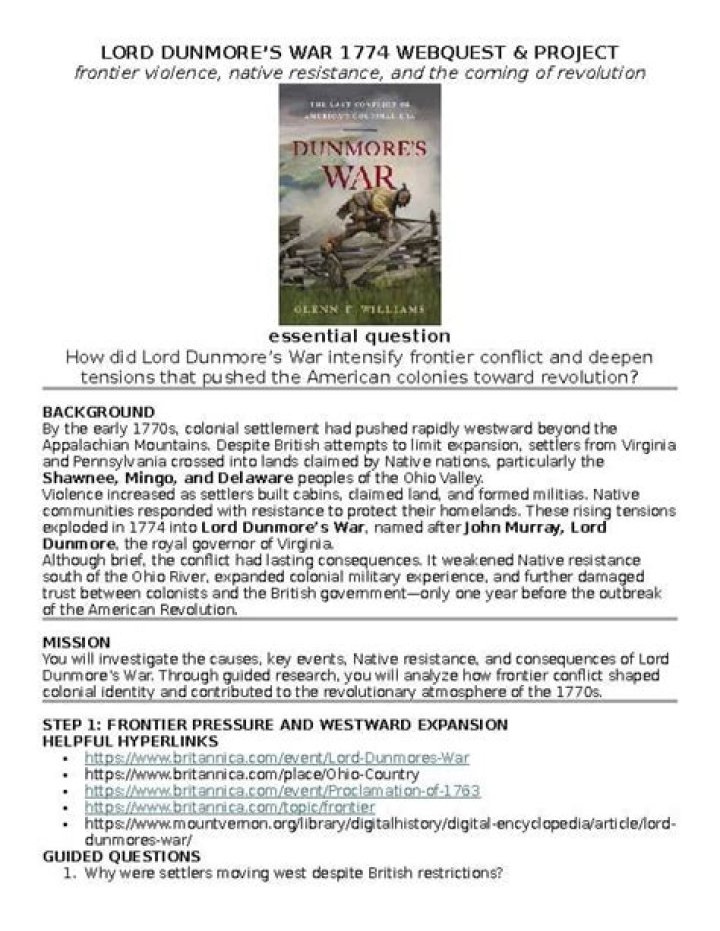 Why did lord dunmore's war start?